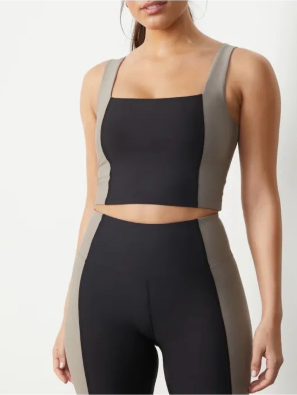 Abercrombie & Fitch Black and Taupe Colorblock Cropped Tanks (2) & Pants SET